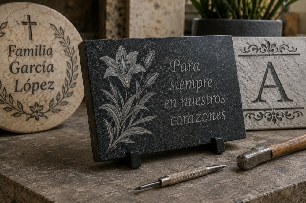 Placas grabadas en granito y piedra