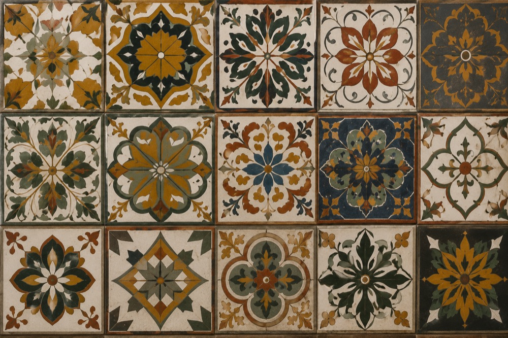 Mosaicos de pasta con patrones artesanales